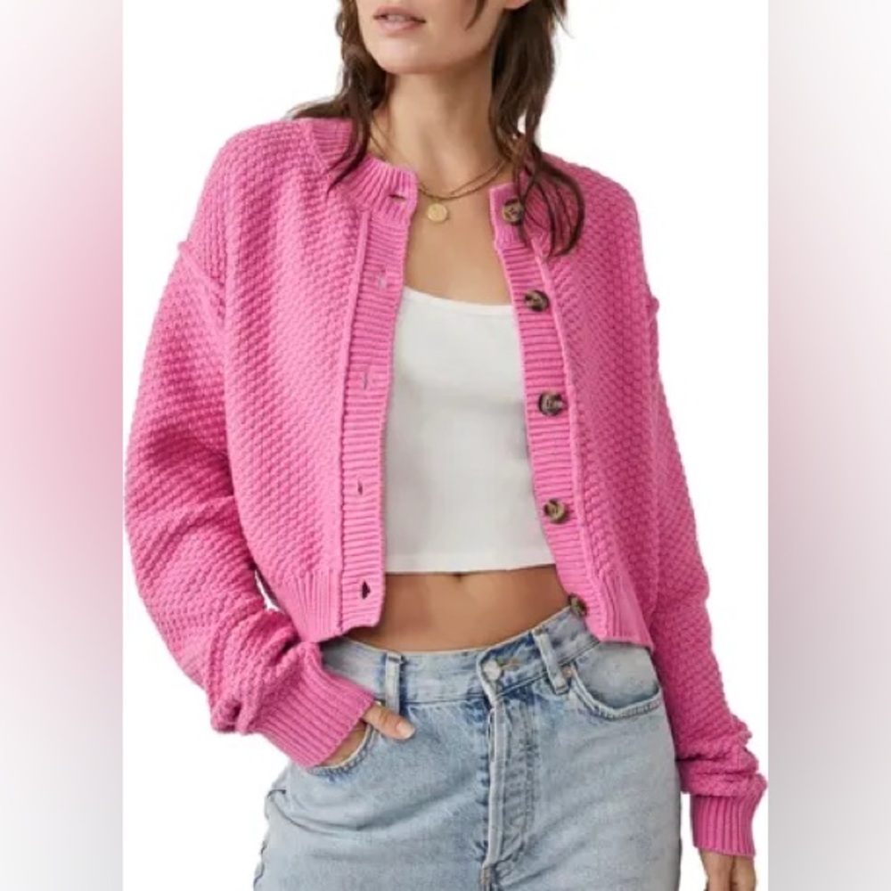 Free people Lila cardigan in Arora pink size  M